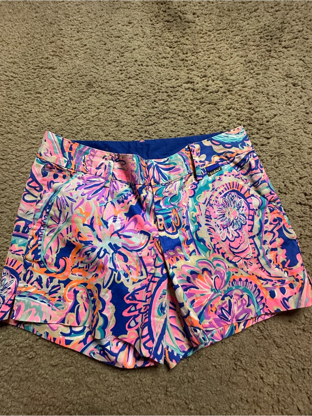 Lilly Pulitzer Floral Paisley Print Shorts - Blue, Pink & Coral